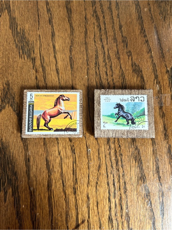 Vintage Other - Handmade Vintage Postage Stamp Magnets On Wood • Horses